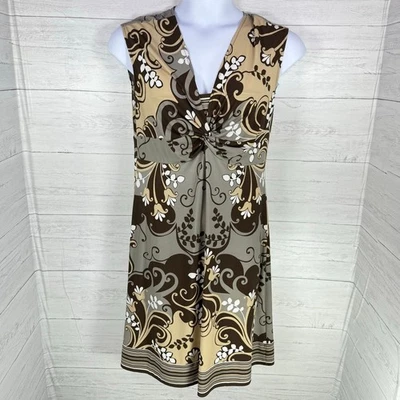 VTG Dress Barn Y2K size 16 brown tan floral babydoll fairy dress sleeveless  - Image 1 of 4