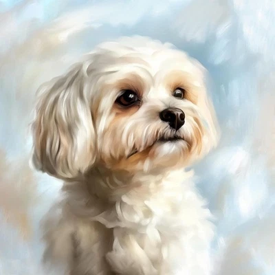 Retrato maltés de foto, pintura personalizada de perro mascota gato en acrílico digital al óleo Foto 1 de 4