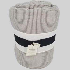 Edredón doble Hearth and Hand Magnolia 100 % algodón a rayas gris azul granja - Imagen 1 de 10