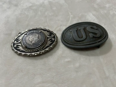 Vintage Civil War Reenactment Soldier Belt Buckle And Vtg Las Vegas Buckle. Rare - Image 1 of 4