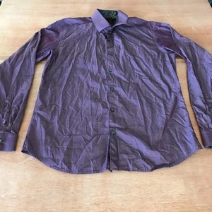 Jared Lang After Hours Shirt Men L Purple Button Up Flip Cuff Long Sleeve Collar - Picture 1 of 15