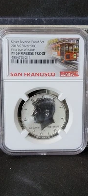 2018 S Kennedy Half Dollar PF 69 NGC Silver Reverse Proof First Day Issue - Image 1 of 2