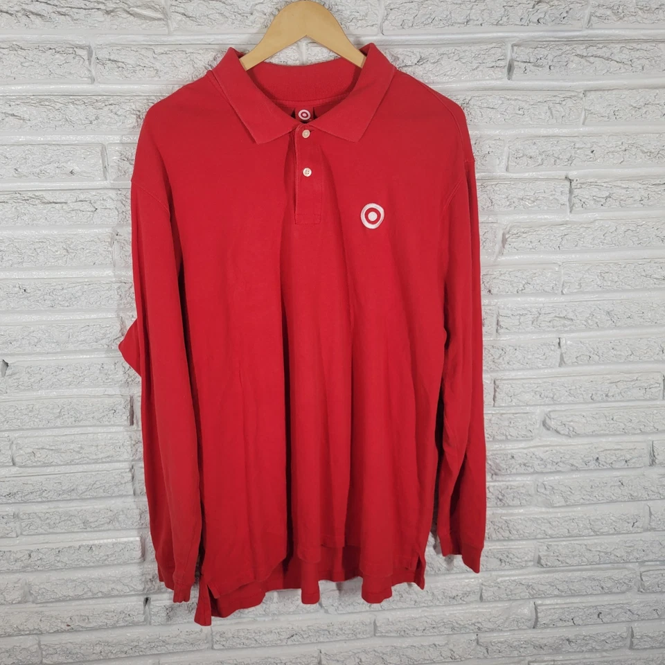 Camisa Polo Target Para Hombres 2XL Manga Larga Rojo Uniforme de Empleado Logo Bordado Foto 1 de 4