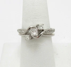 1 kt Princess Cut Lab Created Diamant Dreisteine Hochzeit Weißgold FN Ring Set - Bild 1 von 6