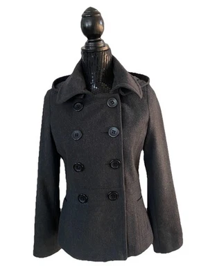 Chaqueta con Capucha Desmontable American Rag Gris Carbón Mezcla Lana Chaquetón S Foto 1 de 4