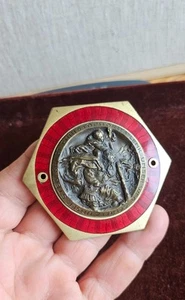 ENAMEL AUTOMOBILE CAR RADIATOR BADGE # ST. CHRISTOPHER TRAVELERS PROTECTION - Bild 1 von 5