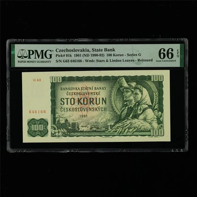 1961 Czechoslovakia State Bank 100 Korun Pick#91k PMG 66 EPQ Gem UNC - Image 1 of 4