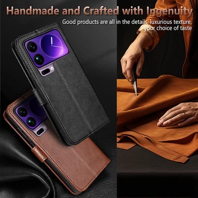 Funda tipo billetera magnética abatible de cuero para Xiaomi 17 Pro/Max a prueba de golpes Foto 1 de 4