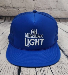 Antiguo sombrero de camionero de malla azul con cierre a presión de cerveza Milwaukee vintage - Imagen 1 de 7