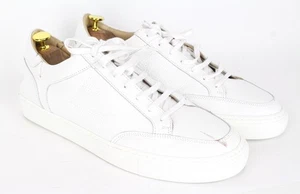SUITSUPPLY Men's Sneakers EU44 White Grained Leather Lace-Up Trainers - Picture 1 of 19