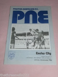 FOOTBALL PROGRAMME - D3 - PRESTON NORTH END V EXETER CITY - MARCH 18 1978 - Picture 1 of 1