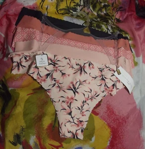 5 NEW ADRIENNE VITTADINI AV4279 5PKD MF SCALLOPED WAIST/LEGS THONG PANTIES L - Picture 1 of 2