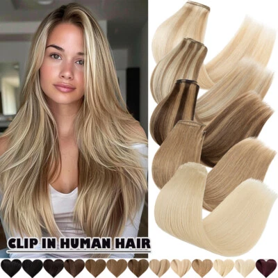CLEARANCE 100% Human Hair Extensions OMBRE Clip in Real Remy Hair 8Pcs Full Head - Image 1 of 4