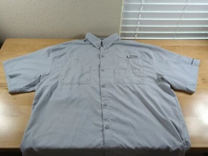 Columbia PFG Shirt Mens XL Gray Button Up Short Sleeve Vented Fishing - Picture 1 of 5
