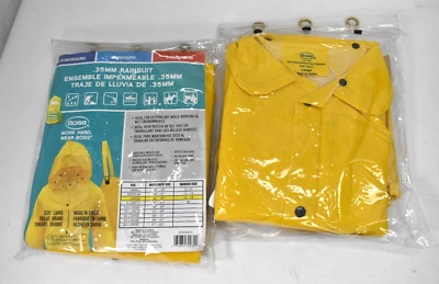 Lote de 2 Guantes Boss Grandes Amarillos 3 Piezas Forrados PVC Traje de Lluvia Grande 42" a 44" Foto 1 de 4