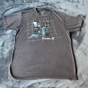 Hurley Premium Fit Men’s Short Sleeve Gray Logo T-Shirt Large - Picture 1 of 9
