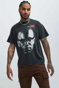 Malcom X Mens Malcom X Face Black Wash Shirt New M, L, 2XL, 3XL - Picture 1 of 6