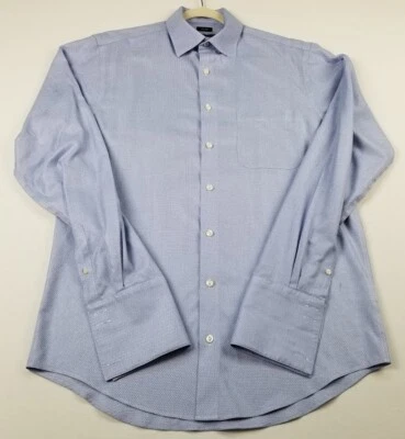 Pronto Uomo Button Up Shirt Men’s L 16 36 37 Tall Blue Pocket French Cuff Formal - Image 1 of 4