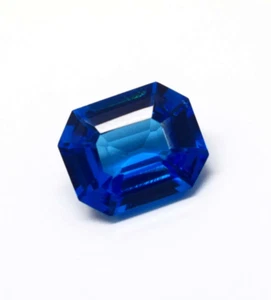 10-12 Ct Brazilian Dark Blue Tourmaline Emerald Cut  Ring Size Gemstone - Picture 1 of 9