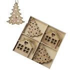 Wooden Christmas Tree Decorations - Gold Glitter Trim, Tree and House Shaped