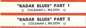 Jukebox Title Strip - Coleman L. Wilson: "Radar Blues - Parts 1 & 2" - Version 2 - Picture 1 of 1