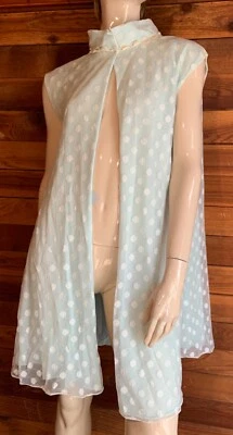 VINTAGE 1950s FORMFIT ROGERS AQUA LINED SIZE XS ROBE   #13783 - Image 1 of 4