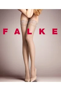 FALKE JEWEL Micro Net Floral Lace Stay-Up Halterlose Strümpfe in Light Sand Gr: L - Bild 1 von 6