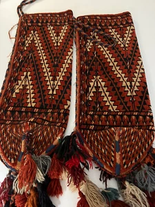 Antique RARE 19thC Turkoman Pair 2 OKBASH Decorative Pile Tent Strut Bag Covers - Picture 1 of 15