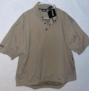 PING Windbreaker Jacket L 1/4 Snap Short Sleeve Mens New NWT Khaki Beige Golf - Picture 1 of 7