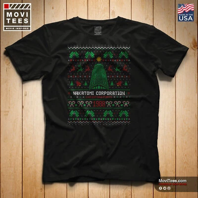 Nakatomi Corp 1988 Christmas Ugly Sweater T-Shirt Die Hard Fan Art Black S-5X - Image 1 of 3