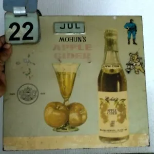TABLERO PUBLICITARIO DE ESTAÑO DE SIDRA DE MANZANA DE LATA DE MANZANA DE LA INDIA DE COLECCIÓN CON CALENDARIO - Imagen 1 de 7