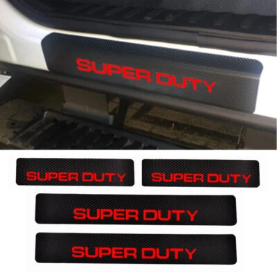 Cubierta protectora de umbral de puerta de coche de cuero de fibra de carbono 4 piezas para Ford Super Duty Foto 1 de 4
