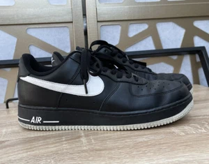 2012 Nike Air Force 1 Low Black White 488298 men sz 8 sneakers shoes leather - Picture 1 of 8