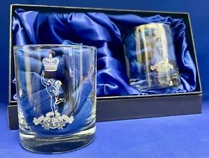 The Royal Signals Twin Whisky/Spirits Glasses with the Jimmy engraved cap badge. - Picture 1 of 4
