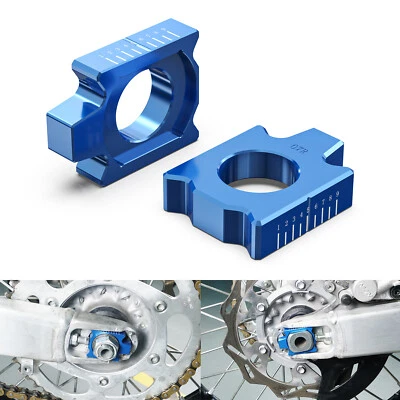 Ajustador de cadena de bloque de eje trasero Billet CNC para Yamaha YZ125 YZ250 2002-2023 azul Foto 1 de 4