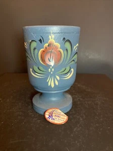 Hand-painted Norwegian Rosemaling Blue Flower Vintage Folk Art Disney Epcot - Picture 1 of 9