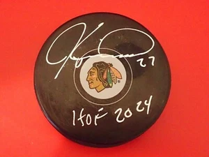 Jeremy Roenick Signed Chicago Blackhawks Puck W/ HOF 2024 Beckett BP32792 - Picture 1 of 2