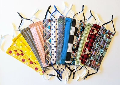 New Homemade Fabric Face Mask Reusable Washable Cotton Covering & Nose Strip  - Image 1 of 4