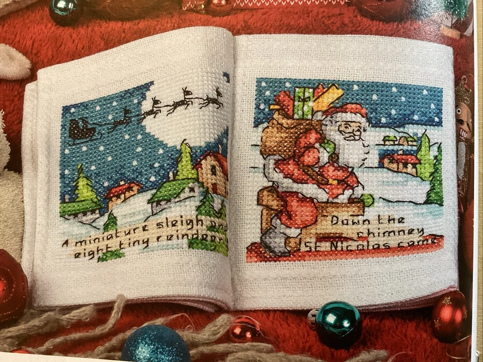 Night Before Xmas Eve Book Santa Reindeer Christmas Cross Stitch Chart - Image 1 of 4