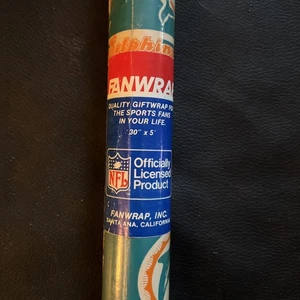 VINTAGE NEU VERSIEGELTE ROLLE NFL Miami Dolphins Geschenkpapier Logo Hintergrund - Bild 1 von 7