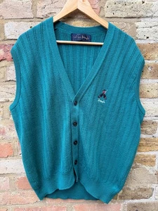 Nick Faldo Pringle Sleeveless Cardigan Mens Medium Green - Picture 1 of 7