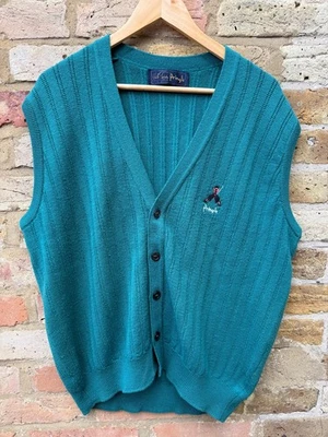 Nick Faldo Pringle Sleeveless Cardigan Mens Medium Green - Image 1 of 4