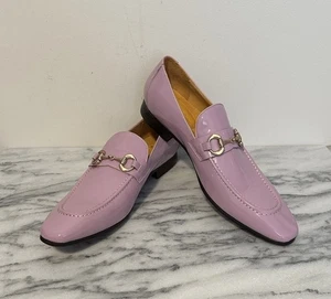 Maurice By Carrucci Periwinkle Pink Patent Leather Moccasin Mens Shoes Sz 45 NEW - Picture 1 of 15