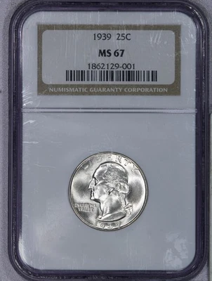 1939 Washington Quarter 25C NGC MS67 - Image 1 of 4