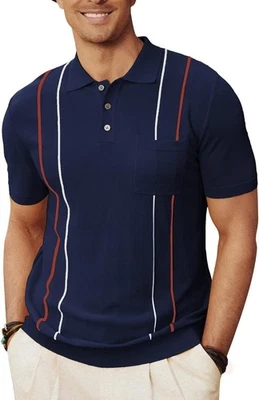 Nuevo con etiquetas PJ Paul Jones Suéter Tejido a Rayas Polo Manga Corta Césped Tenis Golf Mediano Foto 1 de 4