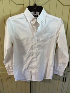 Camisa de vestir con botones de manga larga de algodón blanco liso Chaps para niños talla M 10-12 - Imagen 1 de 5