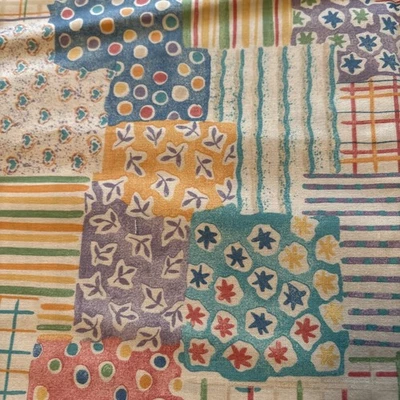 Princess Fabrics Cotton “Patchwork Pattern” Red Orange Blue Green Yellow 36”x44” - Image 1 of 3
