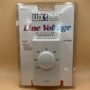 LUX Line Voltage Heating only Thermostat LV21042 For Radiant Heat, White, New - Picture 1 of 4