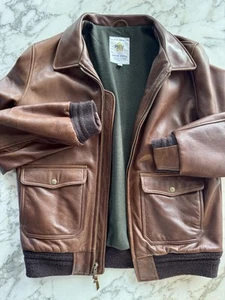 Golden Bear X Taylor Stitch Seca Leather Bomber Flight Jacket, Men, Brown, XL - Picture 1 of 9