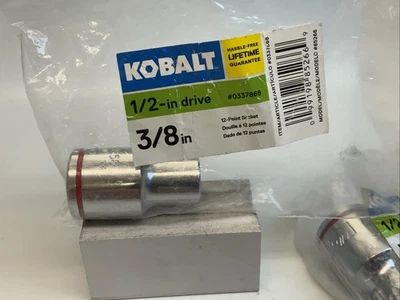 KOBALT 337868,  3/8in.  1/2 Drive 12pt SAE Socket- Red Stripe - Store Pkging - Image 1 of 3